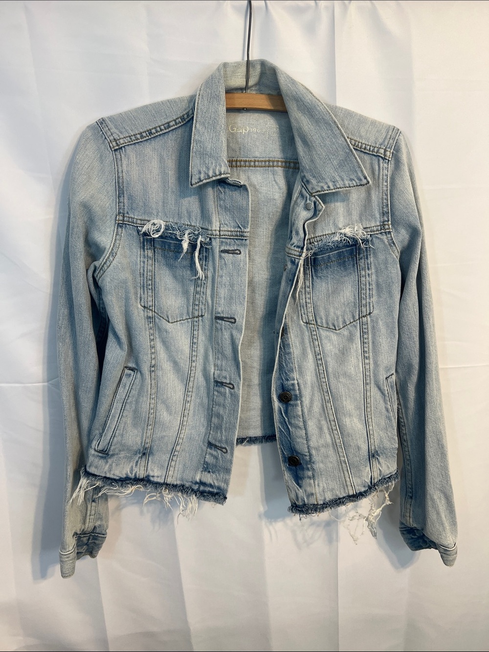 GAP Light Blue Distressed Denim Jacket